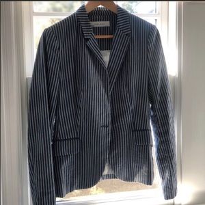ZARA Basic Blue White Striped Blazer Size M